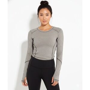 Lululemon Star Runner Long Sleeve Top Womens 10 Tan Striped Athleisure Fitness